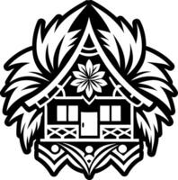 Hawaiian village icon in solid style vector