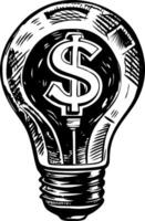 A lightbulb depicting a business idea, vintage style illustration vector