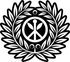 A filled style icon showing laurel wreath vector