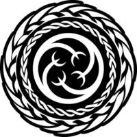 A circle with a black and white design vector