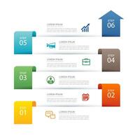 6 step infographics tab index layout template. Illustration business abstract background. vector