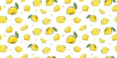 Lemonade slices seamless pattern summer background. vector