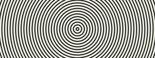 Concentric pattern on black background. Echo-like circles form a illusion. Abstract texture creates spiral motion from center. illustration. vector