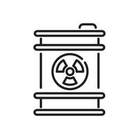 Line icon of a barrel marked with a radioactive symbol, representing hazardous waste. Ideal for safety, disposal, and environmental topics. illustration vector