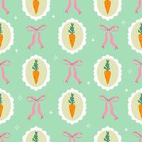 Seamless pattern with carrots and bows. graphics. vector
