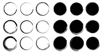Set of Grunge Circle Borders vector