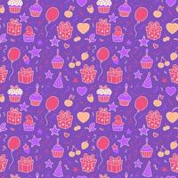 a purple background with many different items vector