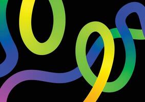Abstract colour wavy line patterns on a black background. Rainbow ribbon design. vector