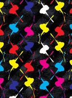 A colorful pattern with paint splatters on black vector