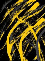 A black and yellow abstract painting with a brush stroke vector
