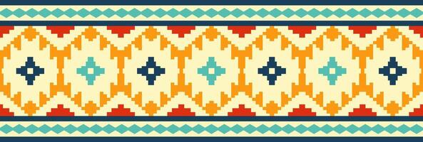 Seamless stripe border with ethnic aztec pattern and retro tribal design. vector