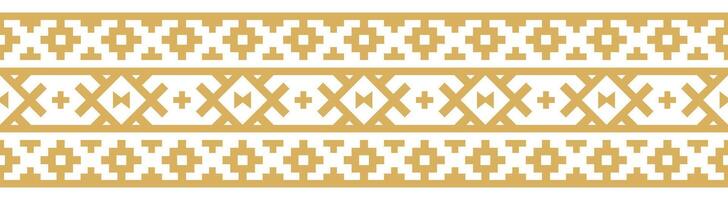 Antique aztec fabric with ethnic border and abstract seamless pattern. vector