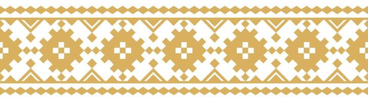 Tribal ethnic fabric design with aztec border and seamless textile pattern. vector
