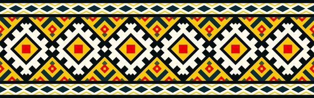 Aztec ethnic stripe pattern with tribal border and retro texture. vector