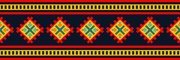 Retro tribal fabric ethnic aztec stripe and border pattern. vector