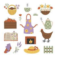 Rustic Countriside Summer Elements Set vector
