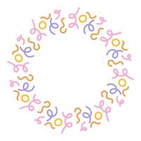 Whimsical Confetti Party Round Frame vector