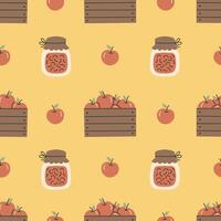 Red Apple Harvest Seamless Pattern vector