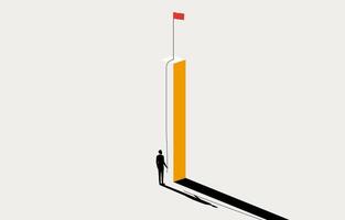 Businessman trying to climb up high, business difficulty and challenge concept, minimal business design. vector