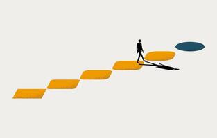Businessman walking from rectangle to circle, business transformation concept, minimal business design. vector