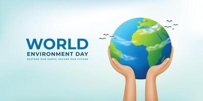 World Environment Day Illustration with Globe and Hands vector