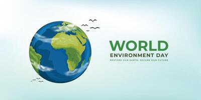 World Environment Day Globe Illustration with Nature and Green Elements vector