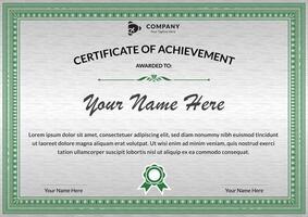 Elegant Certificate of Achievement in Green border, awards and diploma template.Elegant Certificate of Achievement in Green border, awards and diploma template. vector