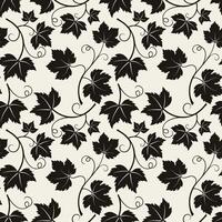 Grapevine with leaves pattern, dark vine silhouette on beige background. vector