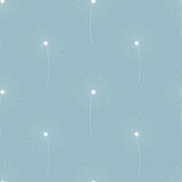 Light blue pattern with flying dandelion seeds. Fluffy dandelion. White fluffy silhouette on blue background. Textile. vector