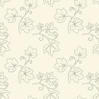 Openwork grapevine with leaves, contour drawing of thin lines of vine branch. Delicate pattern on creamy beige background. Winemaking. Packaging, wrapping, background, wallpaper. vector