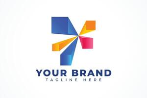 Abstract Square 3D Sparkle Logo Element vector