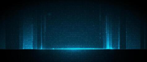 Illustration design. Blue matrix binary datum code, grid pixel pattern background. 0 and 1 numbers of program code. Digital data futuristic technology vector