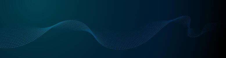 Illustration element with abstract wave lines, motion pattern and particle dot on dark blue background. Modern futuristic design for background. Digital datum, high tech, technology concept vector