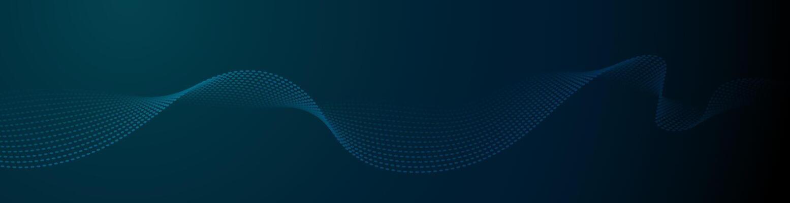 Illustration element with abstract wave lines, motion pattern and particle dot on dark blue background. Modern futuristic design for background. Digital datum, high tech, technology concept