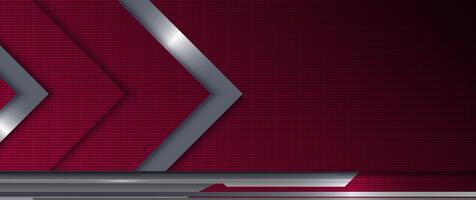 Abstract metallic shape, line, light effect on dark red gradient color for wallpaper background. Illustration modern graphic design, technology concept, futuristic background vector
