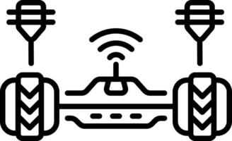A linear icon of a futuristic smart hoverboard vector