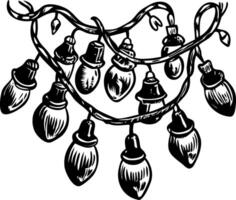 A vintage style illustration showing string lights vector