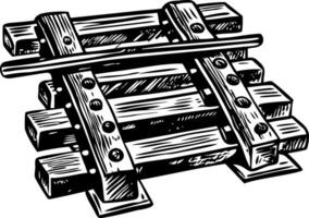 A sketchy style illustration showing cedar rail vector