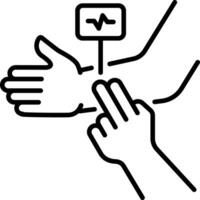 An outline style icon of pulse check vector