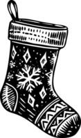 A vintage style illustration showing christmas sock vector