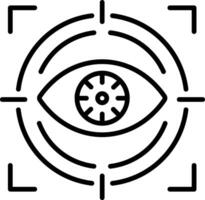 A linear style icon of futuristic eye scan system vector