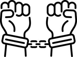 A outline style icon of handcuffs vector