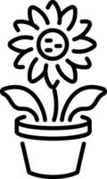 An outline style icon of flowerpot vector