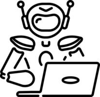 A line style icon of intelligent robot assistant vector