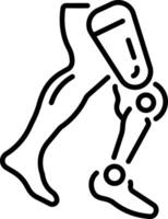 An icon of robotic leg in line style vector