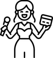 A linear style icon of singing character vector