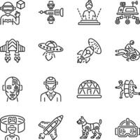 Set of Linear Style Cyberpunk Icons vector