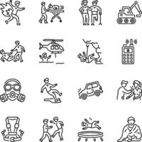 Set of Help and Rescue Linear Style Icons vector