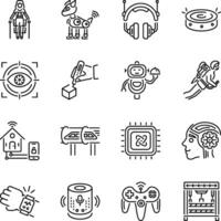 Collection of Technological Transformations Linear Icons vector