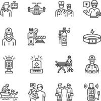 Set of Emergency and Rescue Linear Style Ions vector